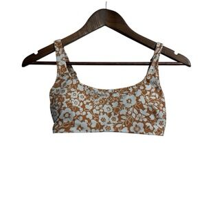 NEW Everlane bikini top women's XXS blue floral cottage square neck ReNew beach
